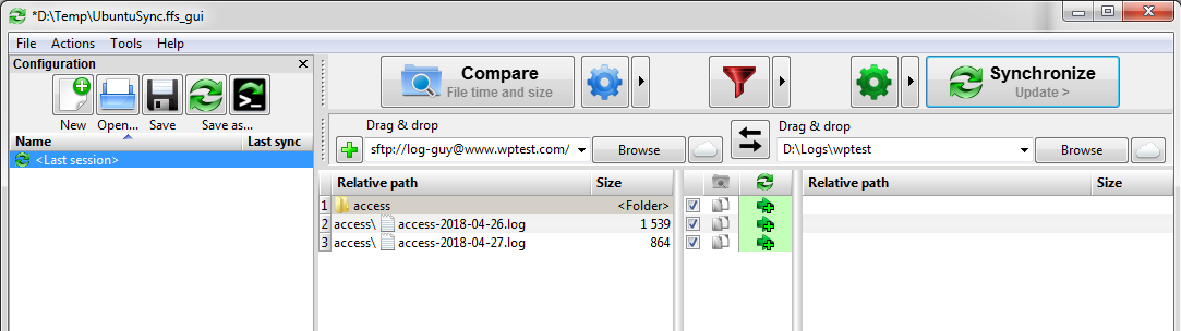 Synchronize Apache logs with FreeFileSync